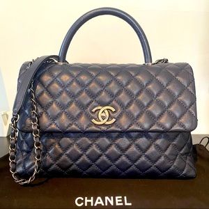 *SOLD* Chanel Navy Blue Caviar Coco Handle